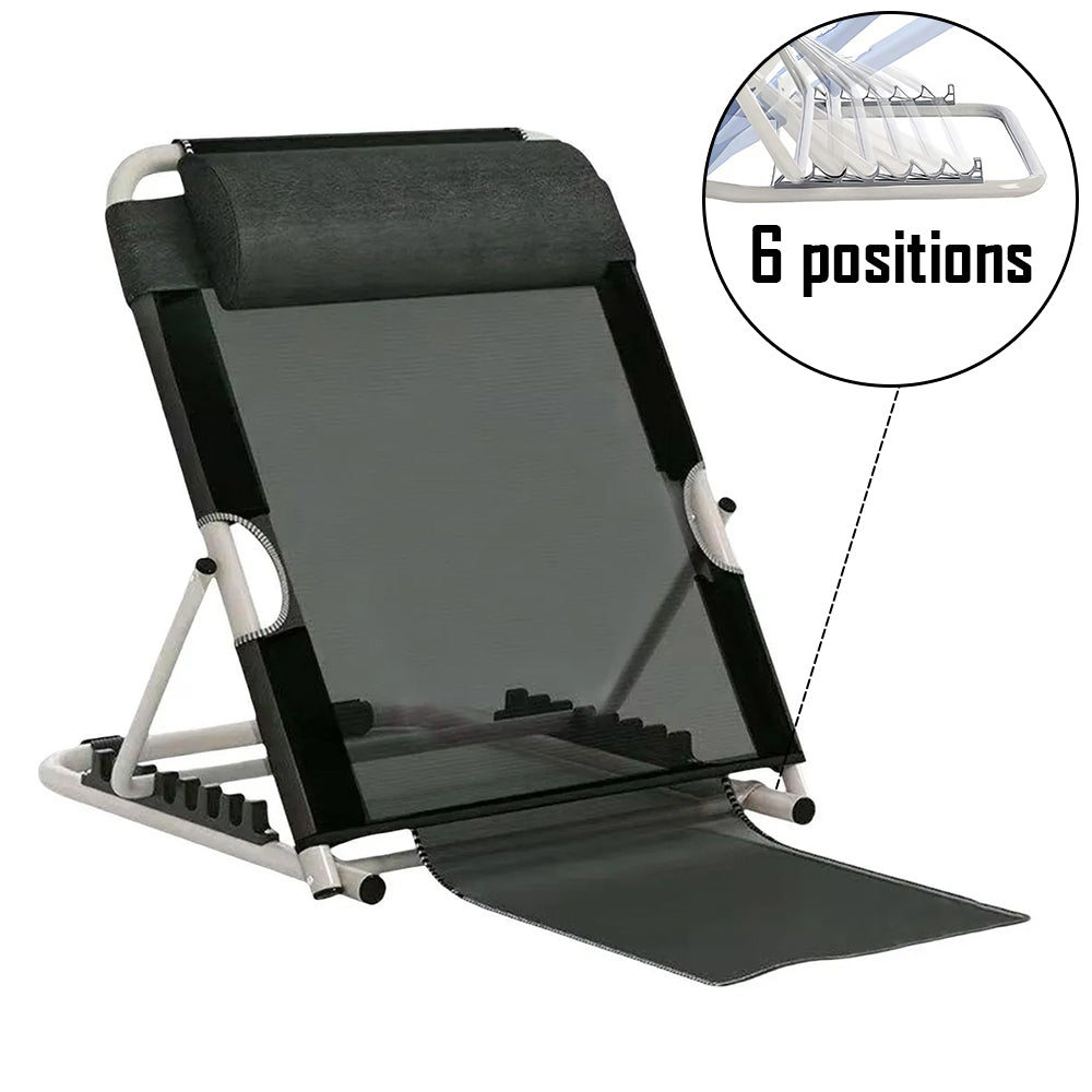 Suport inaltator reglabil pentru spate, cu pad anti-alunecare, 6 pozitii de inclinare, tetiera detasabila, pentru pat, din material perforat, model negru respirabil, negru, 50x60 cm